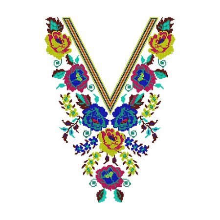 Neck Cross Stitch Embroidery Design 17083