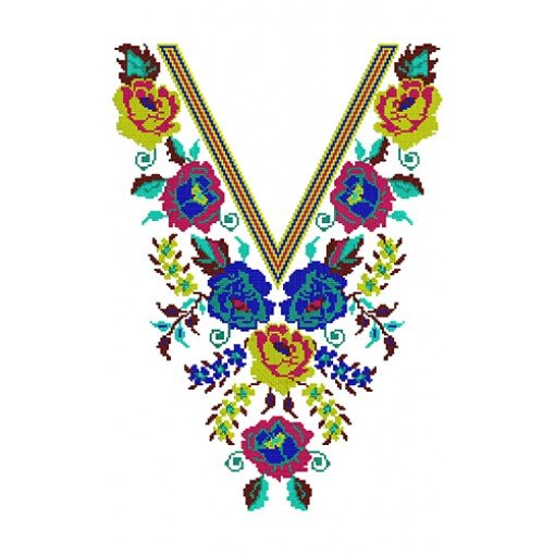 Neck Cross Stitch Embroidery Design 17083 Neck Cross Stitch Embroidery Design 17083