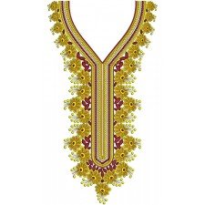 Geisha Dress Neck Embroidery Design