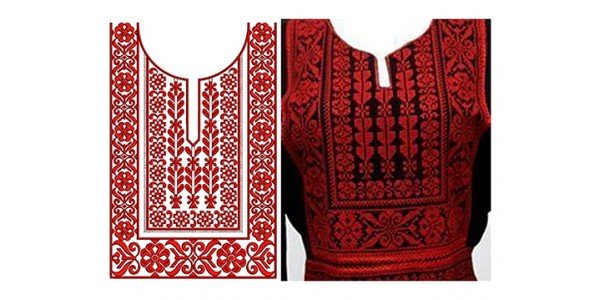 White cotton heavy embroidery kurti top – Threads