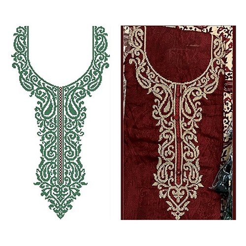 Paisley Cross Stitch Neck Embroidery Designs