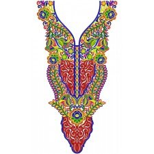 Vintage Hippie Floral Neck Embroidery Design