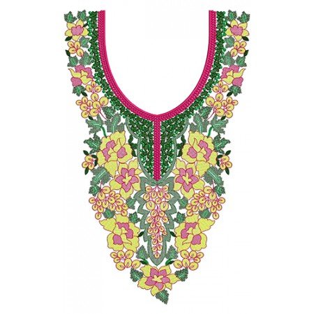 Robe Dress Neck Cross Stitch Embroidery Design
