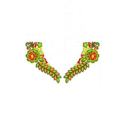Turn Down Collar Shirt Neck Embroidery Design
