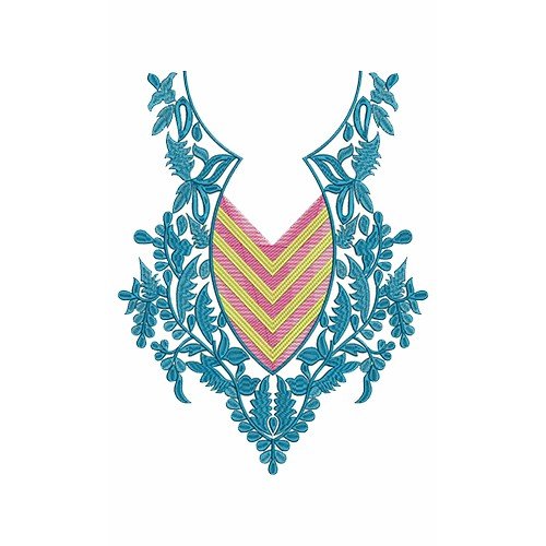 Long Kabaya Dress Neck Embroidery Design