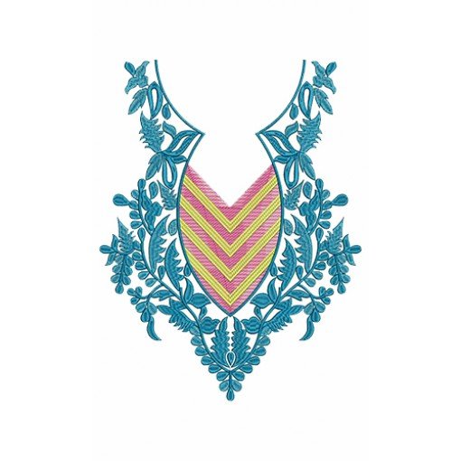 Long Kabaya Dress Neck Embroidery Design