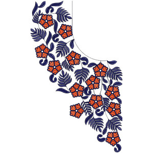 Vintage Floral Neck Embroidery Design