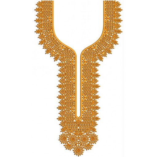 Embossed Neck Embroidery Design 19859