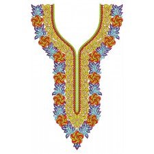 Floral Neckline Neck Embroidery Design 21198