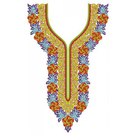 Floral Neckline Neck Embroidery Design 21198