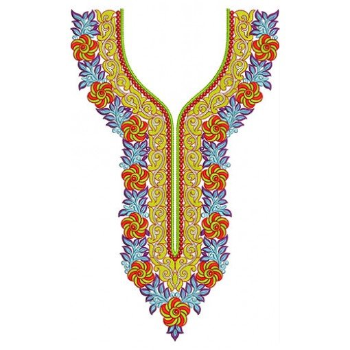 Floral Neckline Neck Embroidery Design 21198