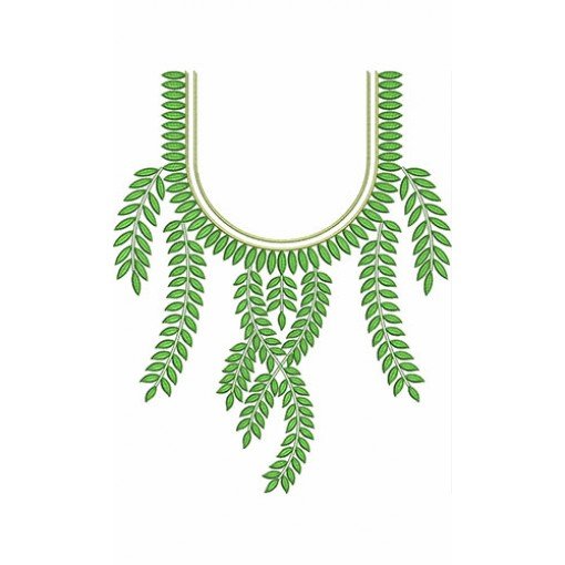 USA Leafs Neck Embroidery Design 21481