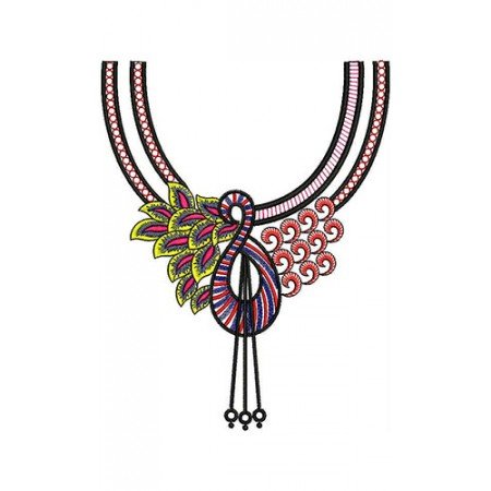 Nigeria Peacock Shape Neck Embroidery Design 21837