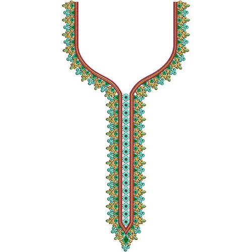 Ethnic Khadi Cotton Kurti Neck Thread Embroidery Design 21866