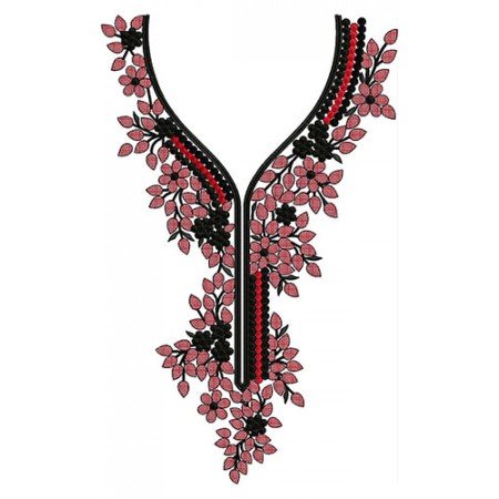 Party Wear Banglori Silk Dress Neck Embroidery Design 21897