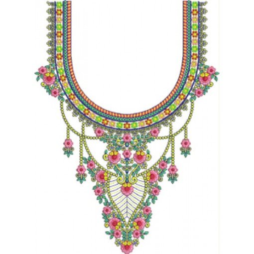 Multicolor Neck Embroidery Design