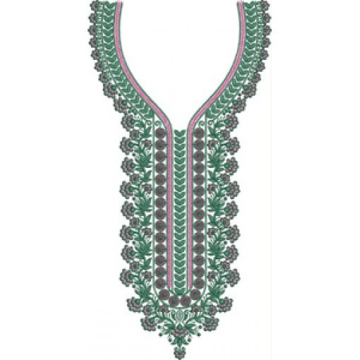 Long Embroidery Neck With Flower 