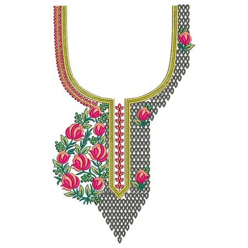 Arabic Dress Neck Embroidery Design 22748