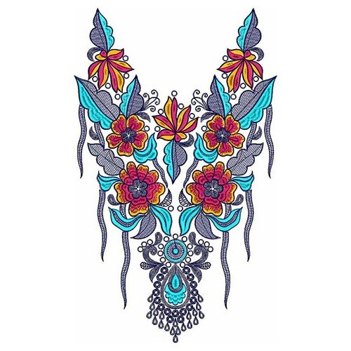 African Farasha Kaftan Neck Embroidery Design 22784