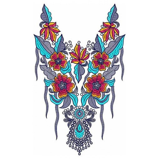 African Farasha Kaftan Neck Embroidery Design 22784