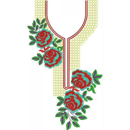 Heavy Roses Neck Embroidery Design 22844