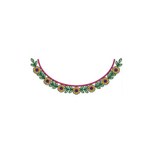 Mexican Puebla Neck Embroidery Design 22851