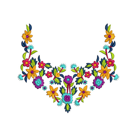 Traditional Folk Neck Embroidery Design
