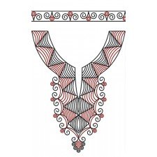 Neck & Sleeve Aari Stitch Style Flat Embroidery Design 23067