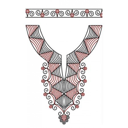 Neck & Sleeve Aari Stitch Style Flat Embroidery Design 23067