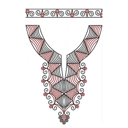 Neck & Sleeve Aari Stitch Style Flat Embroidery Design 23067
