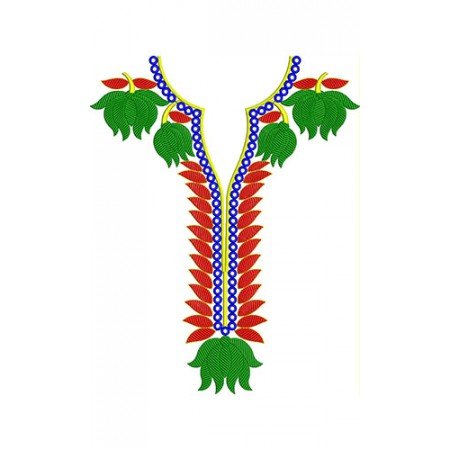 Lotus-Leaf Neck Embroidery Design 23267