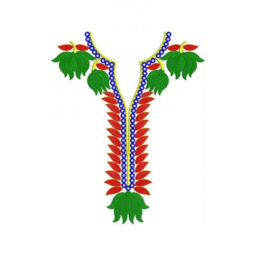 Lotus-Leaf Neck Embroidery Design 23267