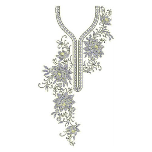 Floral Neck Chain Stitch Embroidery Design 23285