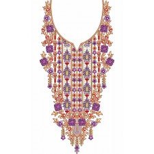 Long Flower Neck Embroidery Design 23361
