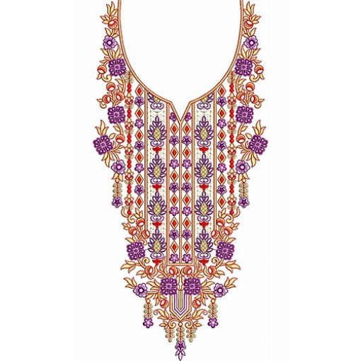 Long Flower Neck Embroidery Design 23361