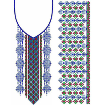 Long Men's Neck Embroidery Design 23362