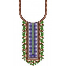 Colorful Flower Neck Embroidery Design 23368