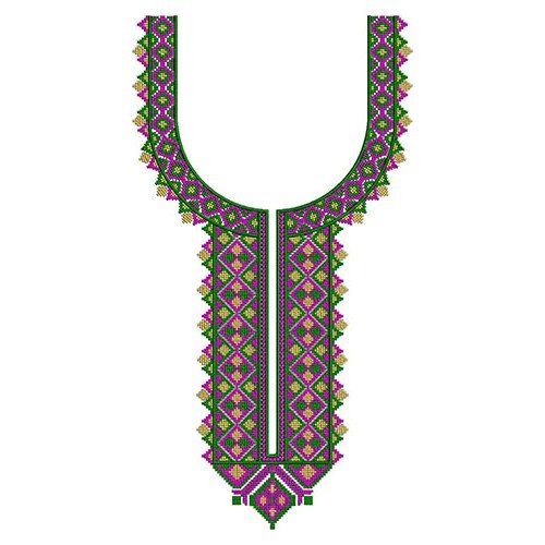 Cross-Stitch Neck Embroidery Design 23369