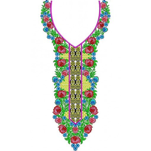 Ladies Neck Embroidery Design 23381