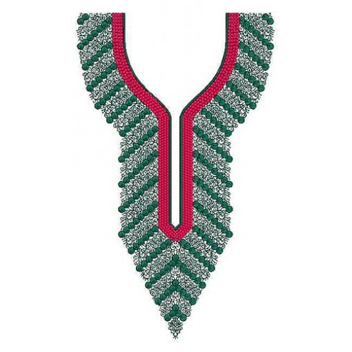 Circles Line With Pink Border Neck Embroidery Design 23536