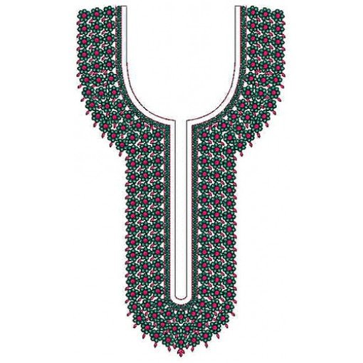 Round Shape Neck With Bunch Of Flower Design 23564