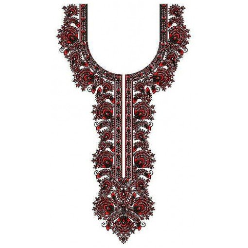Designer Flower In Round Shape Neck Design 23577