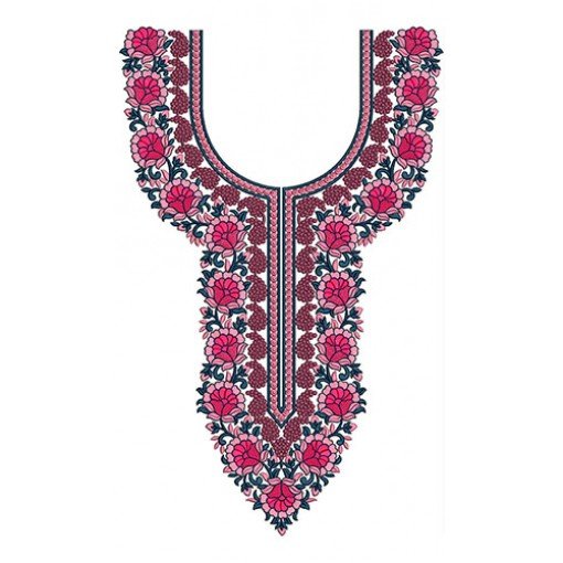 Big Flower And Mango In Neck Design 23598