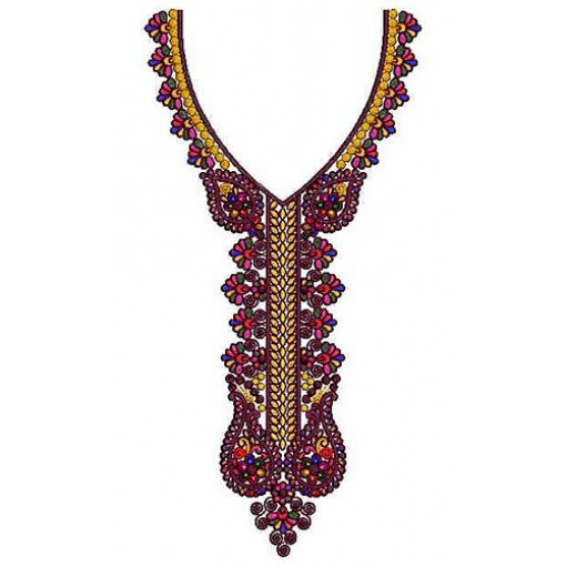 Colorful Flower Neck Design In Embroidery 23664