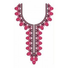 Triplets Leaf Bunch Neck Embroidery Design 23823