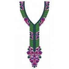 Little Spirals And Leaf In Neck Embroidery Design 23879