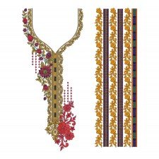 Only DST Red Flower In Neck Line Design 23881 Only DST Red Flower In Neck Line Design 23881
