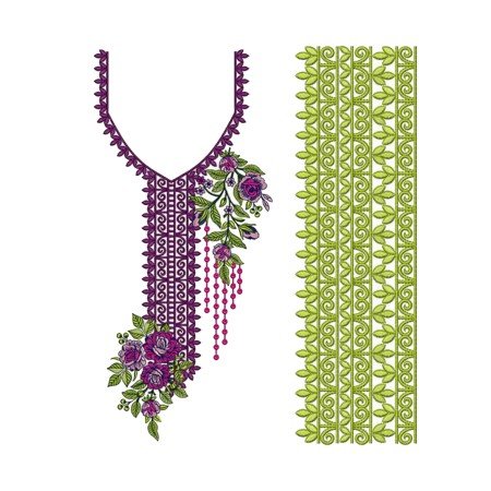 Only DST Winsome Neck Embroidery Design 23882