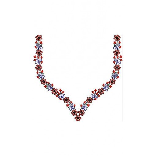 Little Flowers Neck Line Design In Embroidery 23940