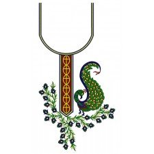 Peacock And Vine Line In Neck Design 24110